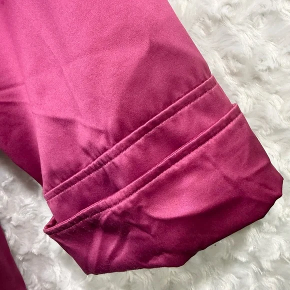 Dennis Basso Womens Full Zip‎ Fuchsia Satin Finish Hooded Size 1X Trench Coat - Picture 8 of 12